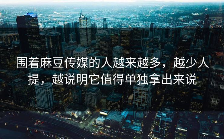 围着麻豆传媒的人越来越多，越少人提，越说明它值得单独拿出来说